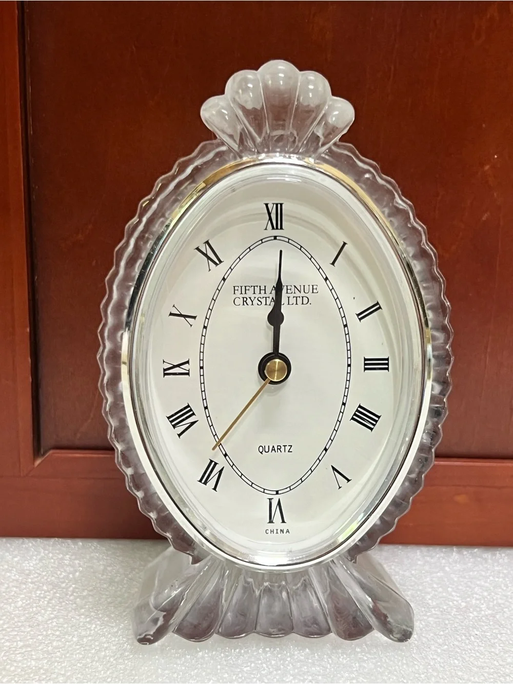 Vintage Fifth Avenue Crystal Clear Quartz Desk Clock